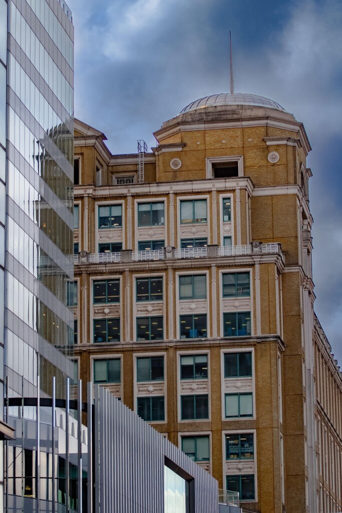 buildings, modern, windows, contrast, tenement, old and new, london